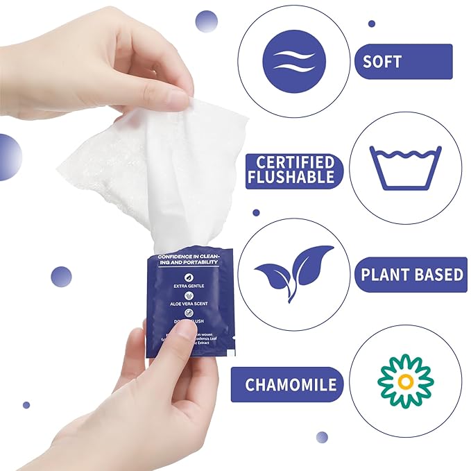 400 Pcs Butt Wet Wipes for Women Individually Wrapped Wipes for Women Man Travel Hand Face Body Cleaning Adults Bathroom Toilet Daily Use(Blue)