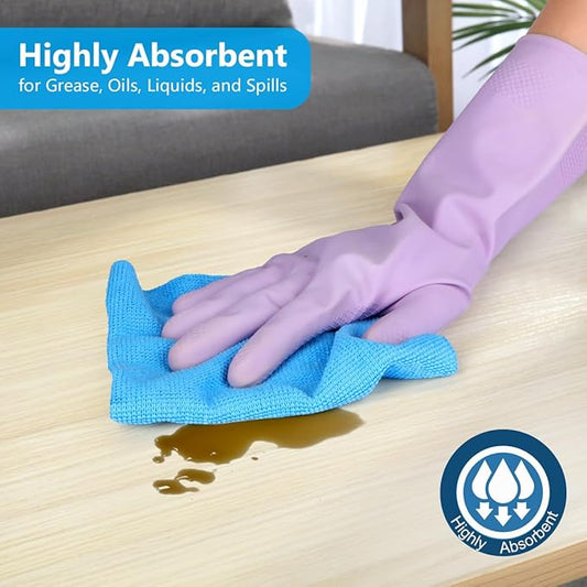 Microfiber Cleaning Cloth, 100 Pack Cleaning Rags, Lint-Free, Ultra Absorbent Reusable Paper Towels for Home, Kitchen, Car, Garage or Shop, Dish Rags, 11" x 9", Blue