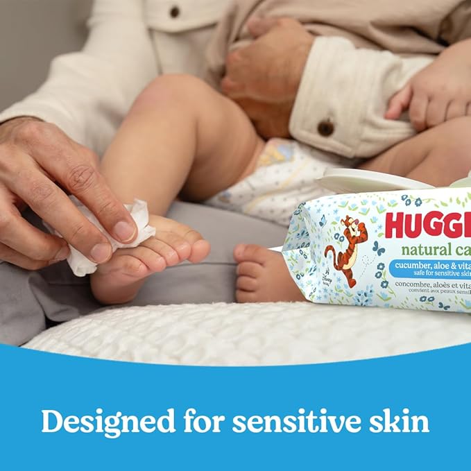 Huggies Natural Care Cucumber, Aloe and Vitamin E Baby Wipes, Hypoallergenic, Scented, 15 Flip-Top Packs (960 Wipes Total), Packaging May Vary