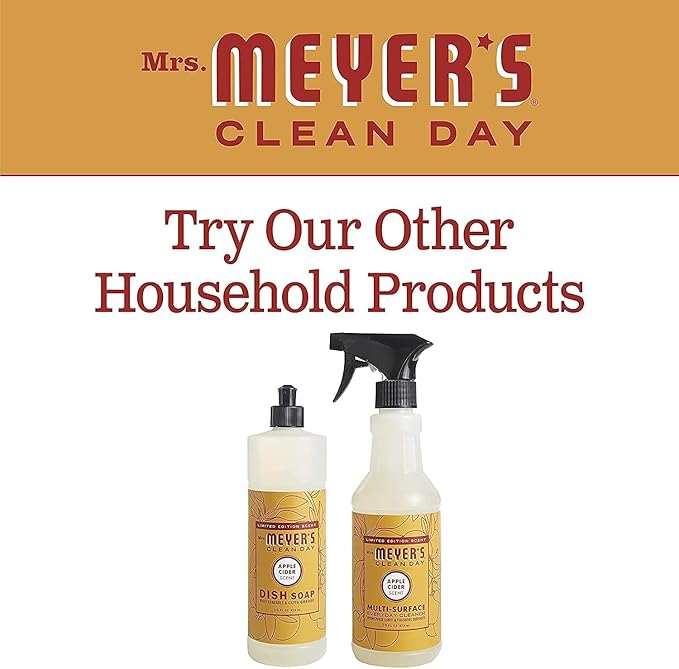 MRS. MEYER'S CLEAN DAY Kitchen Basics Soap Set, Apple Cider, Liquid Hand Soap 12.5 oz, Liquid Dish Soap 16 oz,1 CT