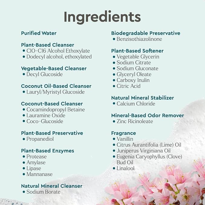 Puracy Laundry Detergent - Enzyme-Powered Liquid Laundry Detergent Concentrate, Natural LaundryDetergent Seen on TikTok, Non-Toxic (Cherry Blossom, 16 fl oz, 64 Loads)