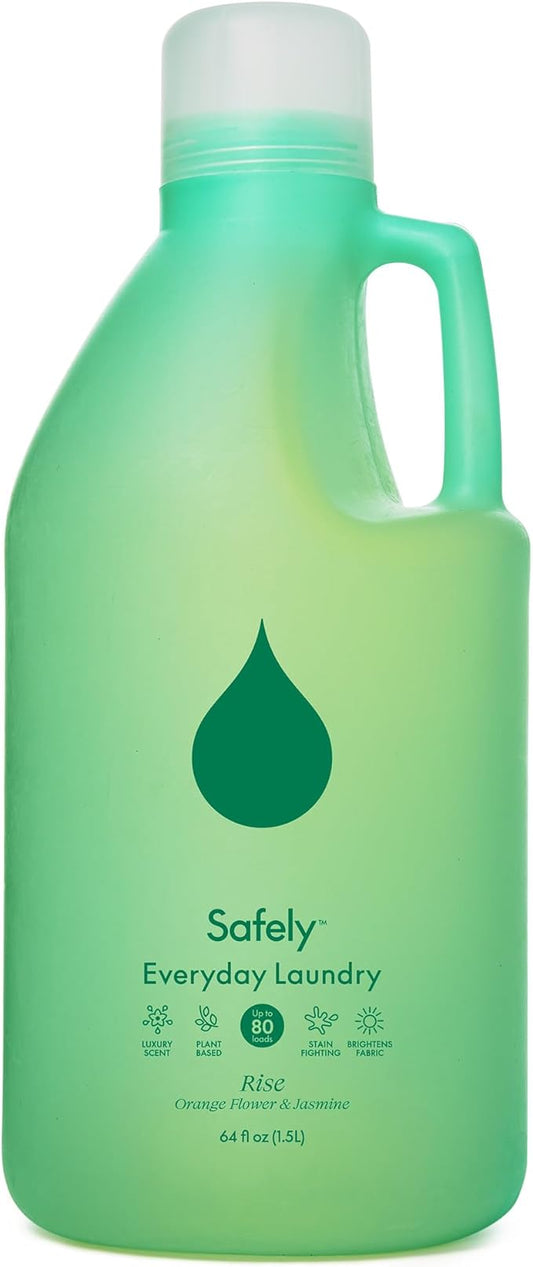 Safely Everyday Laundry Detergent Liquid Soap,Rise 1 Pack–Plant Powered,Natural & Highly Concentrated-Fight Stains & Wash Away Dirt, Impurities While Preserving Colors, Gentle On Skin, 64 fl oz