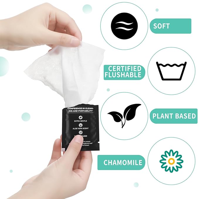 400 Pcs Butt Wet Wipes for Women Individually Wrapped Wipes for Women Man Travel Hand Face Body Cleaning Adults Bathroom Toilet Daily Use(Black)