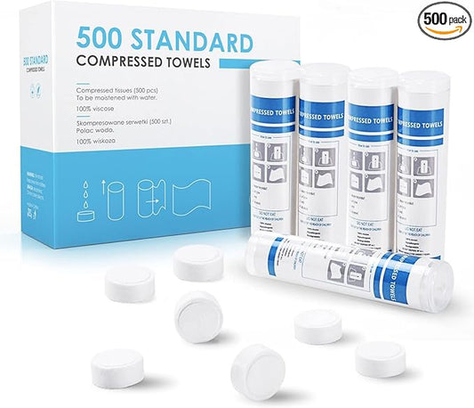 500 Pieces Disposable Compressed Towels, Compact Travel Coin Tissue Soft Compress Tissues Pills for Outdoors Travel Camping and Beauty Salon