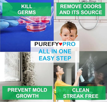 Purefypro Disinfectant Spray (500ml, 2pk) Purefypro Disinfectant Spray (1.7oz, 6 Pack) - No Rinse. No Residue. Kills 99.9999% Norovirus, Flu Virus, and Fungi, Drug Resistant Germs.