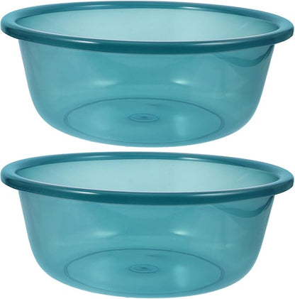 Round Plastic Wash Basin: 2pcs Stackable Camping Dishpan Vegetable Fruit Dish Tub Foot Soak Tub Laundry Hand Wash Bucket Dish Pans for Washing Storage Cleaning Supplies