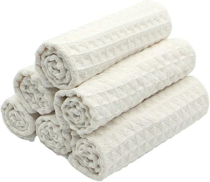 Microfiber Kitchen Cleaning Cloth Thick Dish Rags Waffle Weave Washcloths Dish Cloths Ultra Absorbent Odor Free 12inch X 12inch 6 Pack Beige