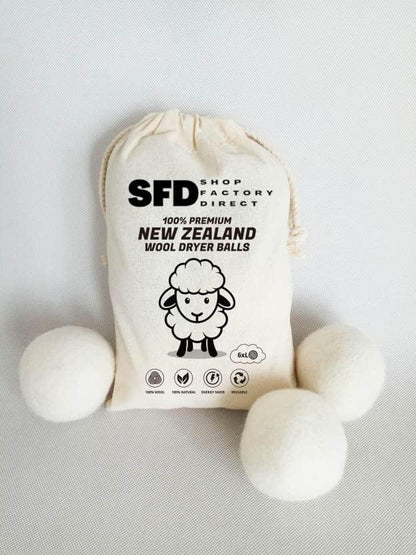 Wool Dryer Balls 100% Organic Reusable - 6-Pack XL Premium Natural Fabric Softener, Chemical-Free, Baby Safe/Hypoallergenic, and eco-Friendly for Laundry