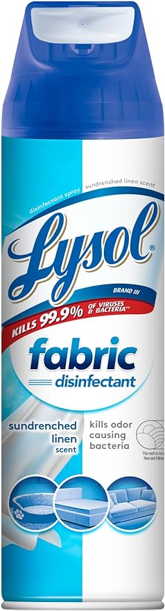 Lysol Fabric Disinfectant Spray, Sanitizing and Antibacterial Spray, For Disinfecting and Deodorizing Soft Furnishings, Sundrenched Linen 15 FL. Oz