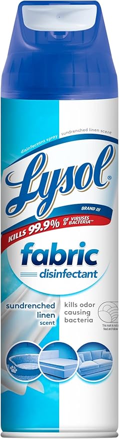 Lysol Fabric Disinfectant Spray, Sanitizing and Antibacterial Spray, For Disinfecting and Deodorizing Soft Furnishings, Sundrenched Linen 15 FL. Oz