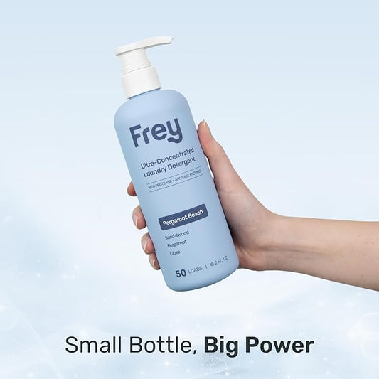 FREY Concentrated Natural Laundry Detergent - 50 Concentrated Loads of Long Lasting High Efficiency Liquid Laundry Detergent - Eco Friendly Blend of Great Smelling Biodegradable Natural Ingredients, Sandalwood/Bergamot/Clove, 2 Pack