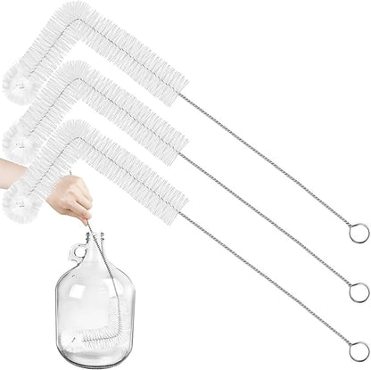 Artcome 3Pcs Ultimate 29" Long Handle Carboy Brush Set for 1 3 5 6 6.5 Gallon Glass Carboys - Effective Cleaning for Narrow-Necked Fermentation Vessels - Ideal for Wine, Kombucha, and Sports Bottles