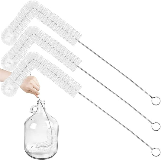Artcome 3Pcs Ultimate 29" Long Handle Carboy Brush Set for 1 3 5 6 6.5 Gallon Glass Carboys - Effective Cleaning for Narrow-Necked Fermentation Vessels - Ideal for Wine, Kombucha, and Sports Bottles