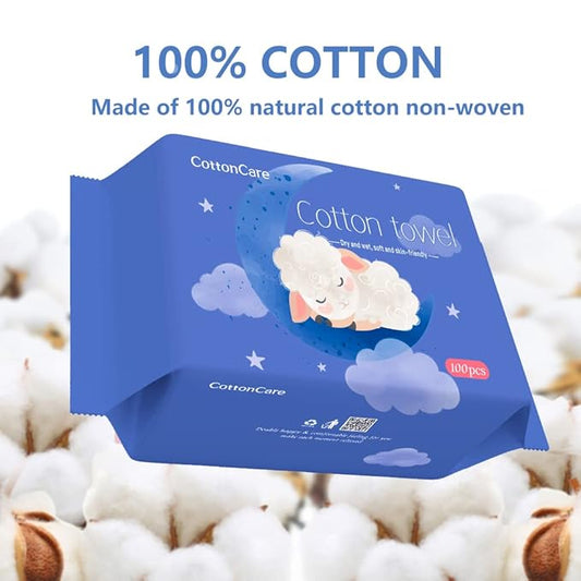 Dry Baby Wipes, Made of 100% cotton, Chemical-free Unscented, Ultra Absorbent Cotton, Wet and Dry Use Tissues for Baby Delicate Skin Clean, 600 count (pack of 6)