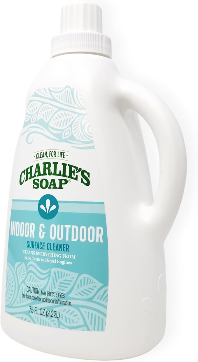 Charlie's Soap Indoor & Outdoor Surface Cleaner Refill (75 Fl. Oz.) Biodegradable Natural Outdoor Cleaning Spray – Safe for Indoor Use (1 Pack)