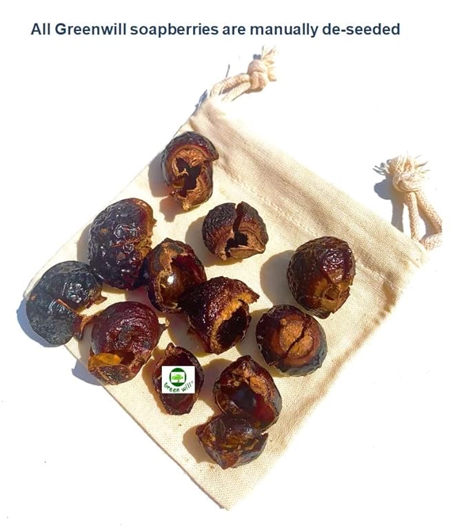 6 Ounces Greenwill Organic De-seeded Soapberry/Soap Nuts Natural Laundry Detergent with Wash Bag