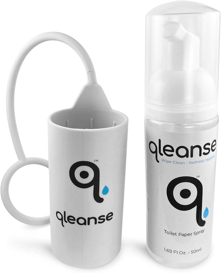 Toilet Paper Foam Spray and Caddy Combo - Wet Wipe Alternative and 100% Flushable