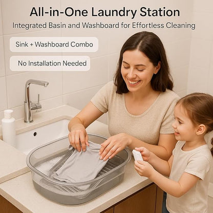 16 Inches outdoor sink lavadero para lavar ropa a mano Large PET washboard for hand washing clothes Laundry Laundry Washboard Can Wash Lace Fragile Clothes Trousers Towels Socks (Transparent Gray)