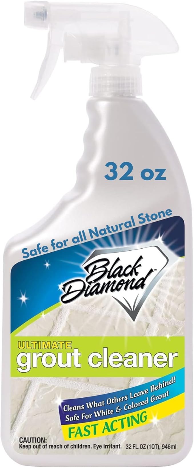 Black Diamond Ultimate Grout Cleaner: Best Cleaner for Tile,Ceramic,Porcelain, Marble Acid-Free Safe Deep Cleaner & Stain Remover for Even The Dirtiest Grout (1-Quart)