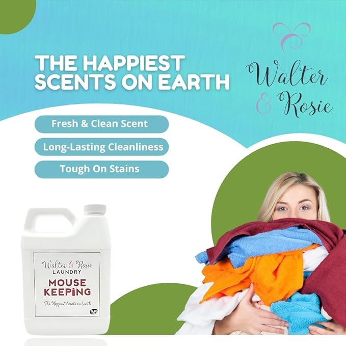 Walter & Rosie Mouse Keeping Luxury Detergent - Inspired Scent with Bergamot and Grapefruit - Cleans All Fabric Types - Ideal for Machine & Handwash - The Happiest Detergent on Earth - 64 Oz