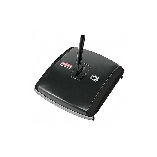 Rubbermaid Commercial Products Executive Series 7.5" Dual-Action Bristle Mechanical Sweeper, Cordless, Black, Collects Dust, Dirt, and Debris from Hard Floors and Carpet