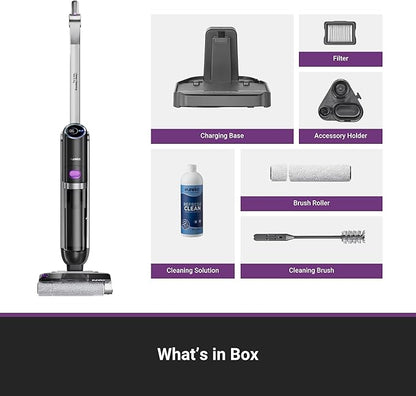 Eureka Cordless Wet Dry Cleaner, 170° Reclinable, Hot Air Drying Self Cleaning Vacuum and Mop Combo, Good for Hard Floors Pet Hair Sticky Messes, RapidWash 630, Purple