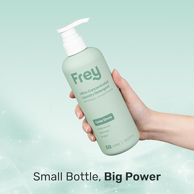 FREY Liquid Laundry Detergent – 50 Loads | Ultra Concentrated, Natural, Eco-Friendly Formula | Scent: Cedar Grove (Cedarwood, Oakmoss & Amber) | Gentle on Clothes | Vegan & Cruelty-Free | 2-Pack