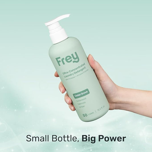 FREY Liquid Laundry Detergent – 50 Loads | Ultra Concentrated, Natural, Eco-Friendly Formula | Scent: Cedar Grove (Cedarwood, Oakmoss & Amber) | Gentle on Clothes | Vegan & Cruelty-Free | 2-Pack