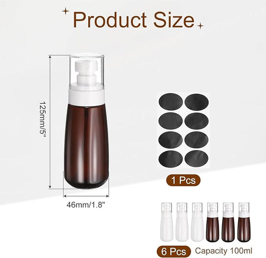 uxcell 3Pcs Small Spray Bottles, 100ml/3.4 oz Travel Size Spray Bottle Fine Mist Empty Refillable Travel Containers with Labels for Perfume Cosmetic Essential Oil (Cylinder, White/Clear)