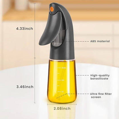 Oil Sprayer for Cooking, Atomization Olive Oil Dispenser Bottle for Cooking,Glass Olive Oil Sprayer, Patented Product,Continuous Spray with Portion Control, for Kitchen, Air Fryer, Salad, BBQ -Grey