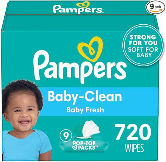 Pampers Baby Wipes Baby Fresh Scented 9X Pop-Top Packs 720 Count