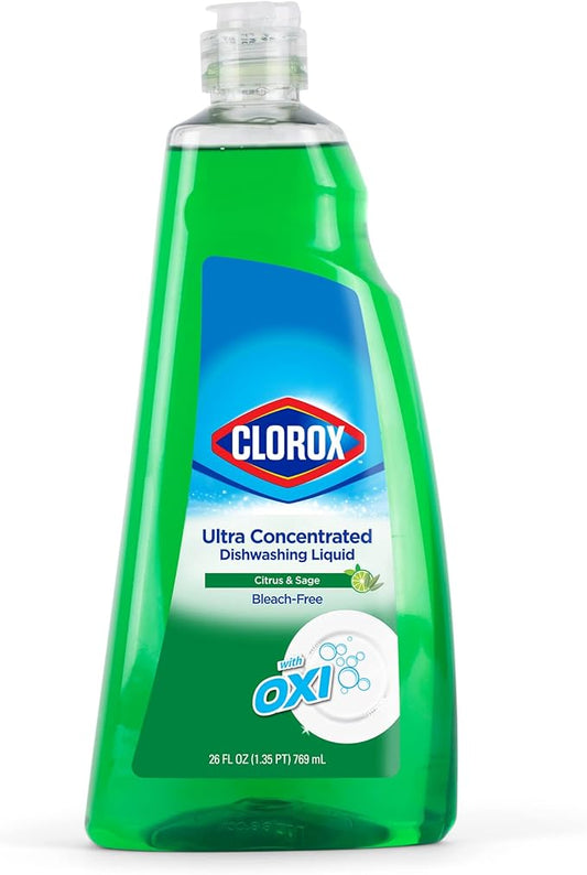 Clorox 409 Liquid Dish Soap - OXY Powered Dishwashing Liquid Cuts Through Tough Grease FAST | Bulk Dishwashing Liquid Soap in Citrus & Sage Scent, 26 Fl Oz (Pack of 6)
