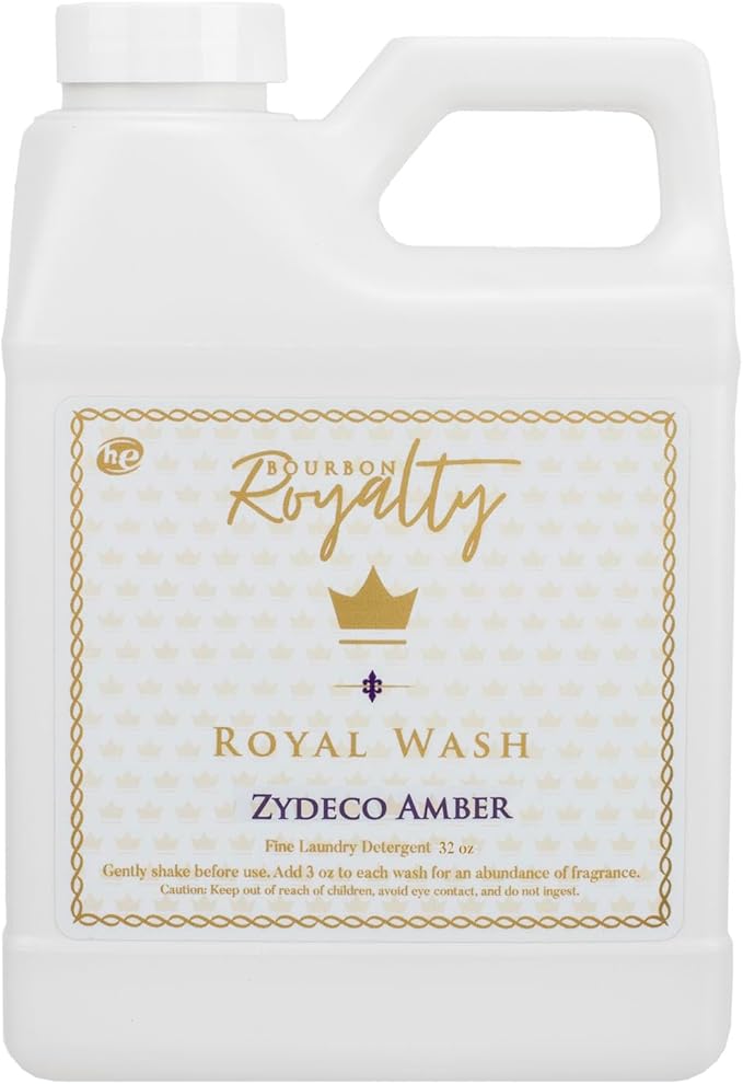 Royal Wash 32 Ounce High Efficiency Scented Fragranced Liquid Laundry Detergent, Zydeco Amber