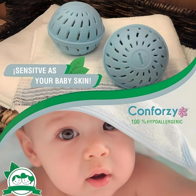 Conforzy Baby Laundry Balls Kit for Sensitive Skin. Washing Machine Balls and Stain Remover (Up-to 240 Washes). Eco-Friendly with no Harsh Chemicals. 1 Year Worth of Laundry