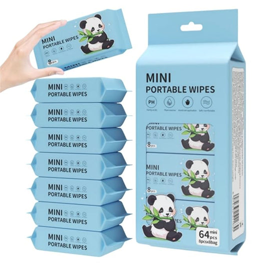 Mini Wipes Travel Size Wet Wipe 8 Pack Total 64 for woman(8 Count (Pack of 8))