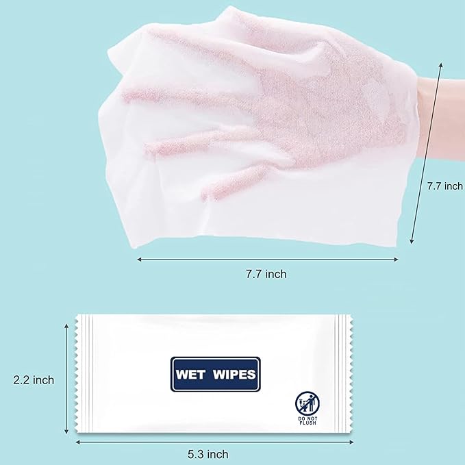 200 Pack Wet Wipes Individually Wrapped, Individual Hand Wipes, Unscented Travel Wipes, Clean Hands Quickly, Wet Wipes Bulk for Homeless, Suitable for Restaurant, Wedding, Barbecue, Blue