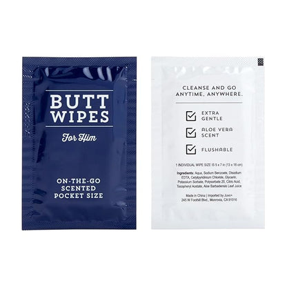 BLUE PANDA 100 Pack Wet Travel Butt Wipes, Adult Flushable Wipes, Individually Wrapped for On-The-Go (Aloe Vera Scented), Blue