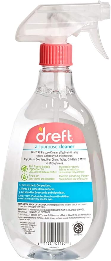 All Purpose Cleaner by Dreft, All Purpose Cleaner Spray, Plant Based Ingredients, 24 Fl Oz (Pack of 4)