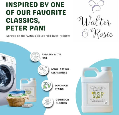Walter & Rosie Pixie Dust Luxury Detergent - Inspired Scent with Green Notes & White Jasmine - Cleans All Fabric Types - Ideal for Machine & Handwash - The Happiest Detergent on Earth - 64 Oz