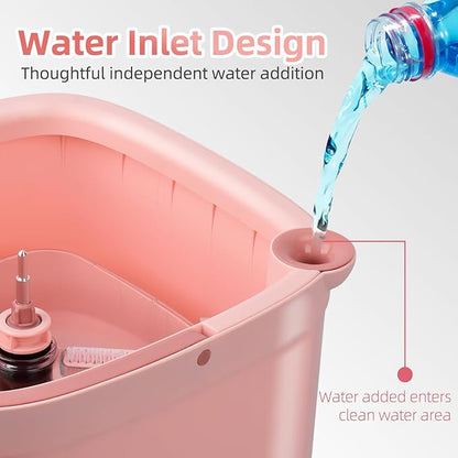 Spin Mop and Bucket Set with Self - Separation System, 360° Spinning Self - Wringing, Square Cleaning Mop and Bucket with Wringer - with Replaceable Mops (Pink Mop and Bucket Set with 2 Pads