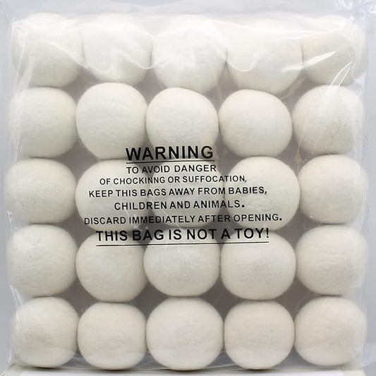 Wooland Wholesale Bulk Laundry XL Premium Wool Dryer Balls - 100% New Zealand Organic Wool Natural Fabric Softener for Sensitive Skin, Babies (25 Count)