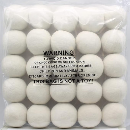 Wooland Wholesale Bulk Laundry XL Premium Wool Dryer Balls - 100% New Zealand Organic Wool Natural Fabric Softener for Sensitive Skin, Babies (50 Count)