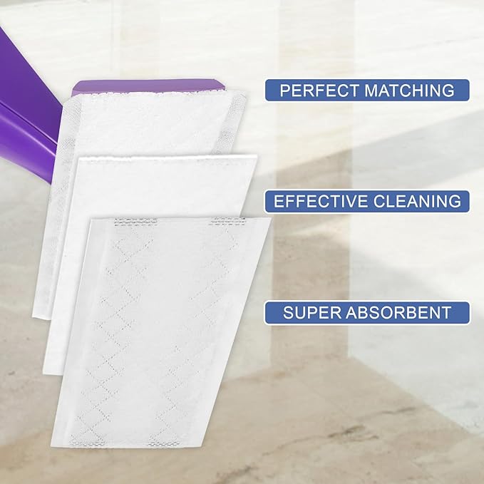 30 Count Microfiber Mop Refills Compatible with Swiffer Wetjet,11 Inch Heavy-Duty Semi-Disposable Mop Pads for Wet Dry Cleaning (for Daily use)