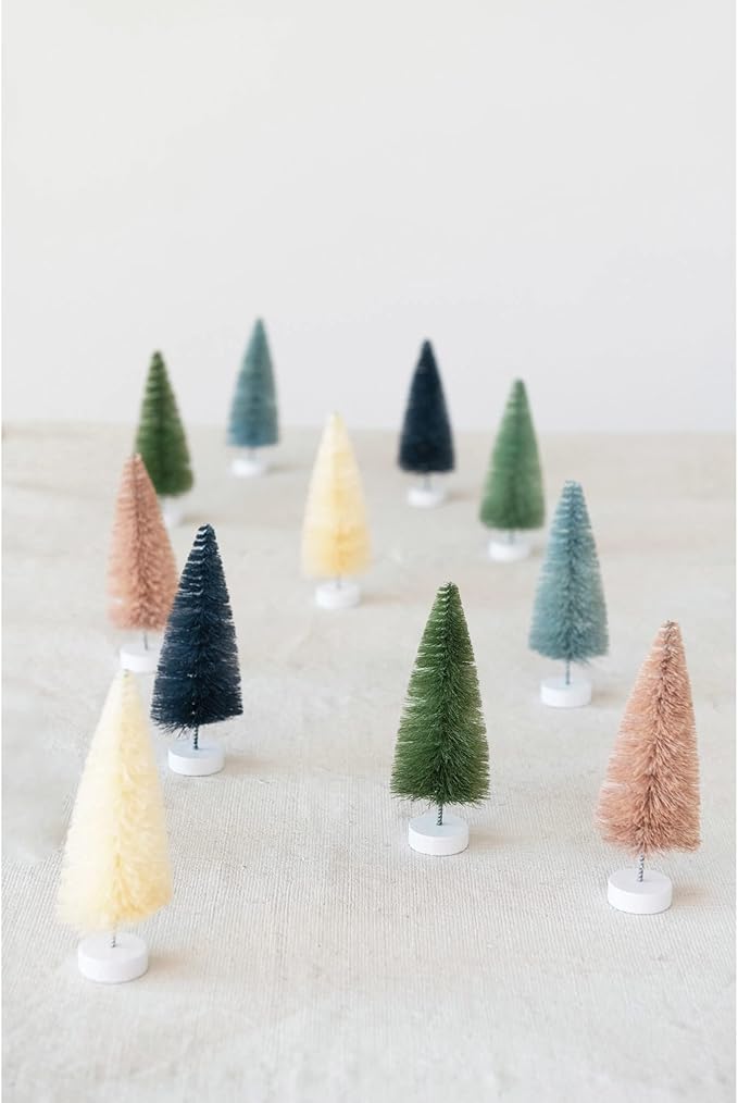 Creative Co-Op Sisal Bottle Brush Tree with Wood Base, Multicolor