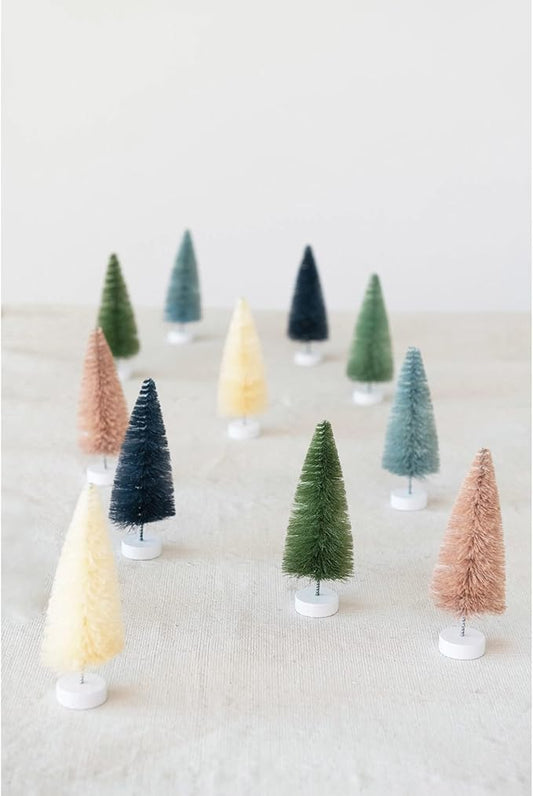 Creative Co-Op Sisal Bottle Brush Tree with Wood Base, Multicolor