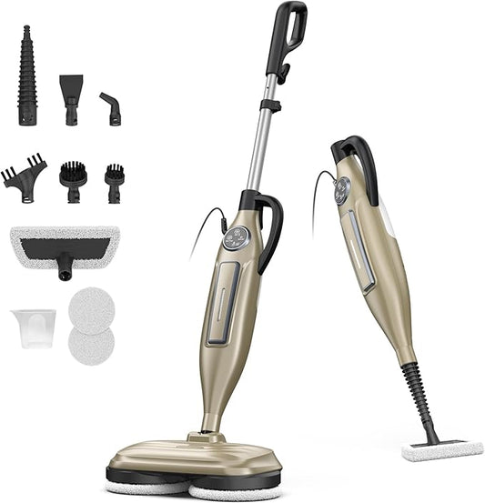 DEVOAC VM6 Scrubbing Steam Mop with Rotating Mop Pads, 10 in 1 Steam Mop, Lightweight Spin Mop & 3 Steam Modes for Hard Floor Laminate Marble Floors