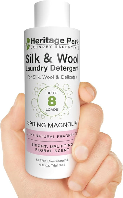 Heritage Park Silk & Wool Spring Magnolia Floral Scent, pH-Neutral Laundry Detergent - Enzymes-Free, Ultra Concentrated (4 fl oz Trial Size)