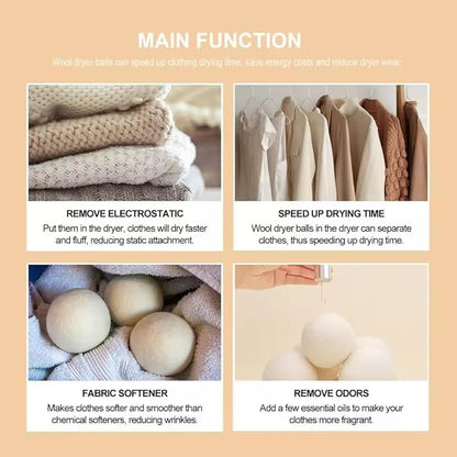 Wool Dryer Balls, Extra Large, Set of 6, Natural Fabric Softener, Chemical Free, Scented XL, Reuable and Replacement for Fabric Softener (Silk Print)
