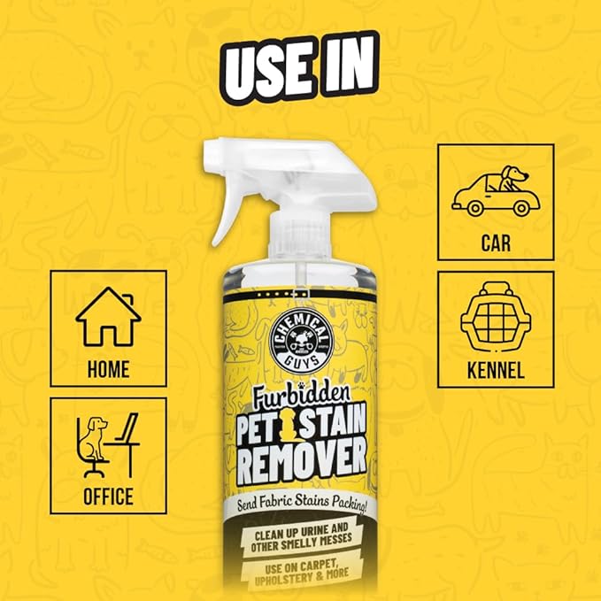 Chemical Guys Furbidden Pet Stain Remover For Car & Home, Carpet & Upholstery Cleaner, Eliminates Pet Odors & Stains From Urine & Vomit, Multi-Surface Pet Odor Neutralizer - From (32 Fl Oz)