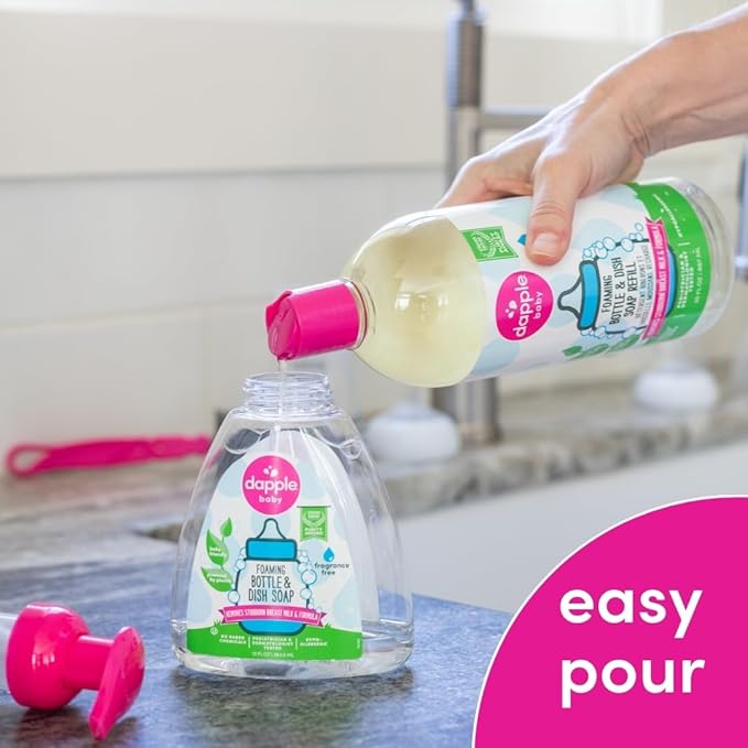 Dapple Baby Foaming Dish Soap, Refill, Unscented, 2x30oz